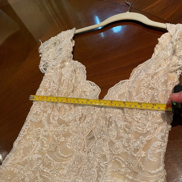 Beautiful beaded long cream dress bought in Paris - Picture 11 of 15
